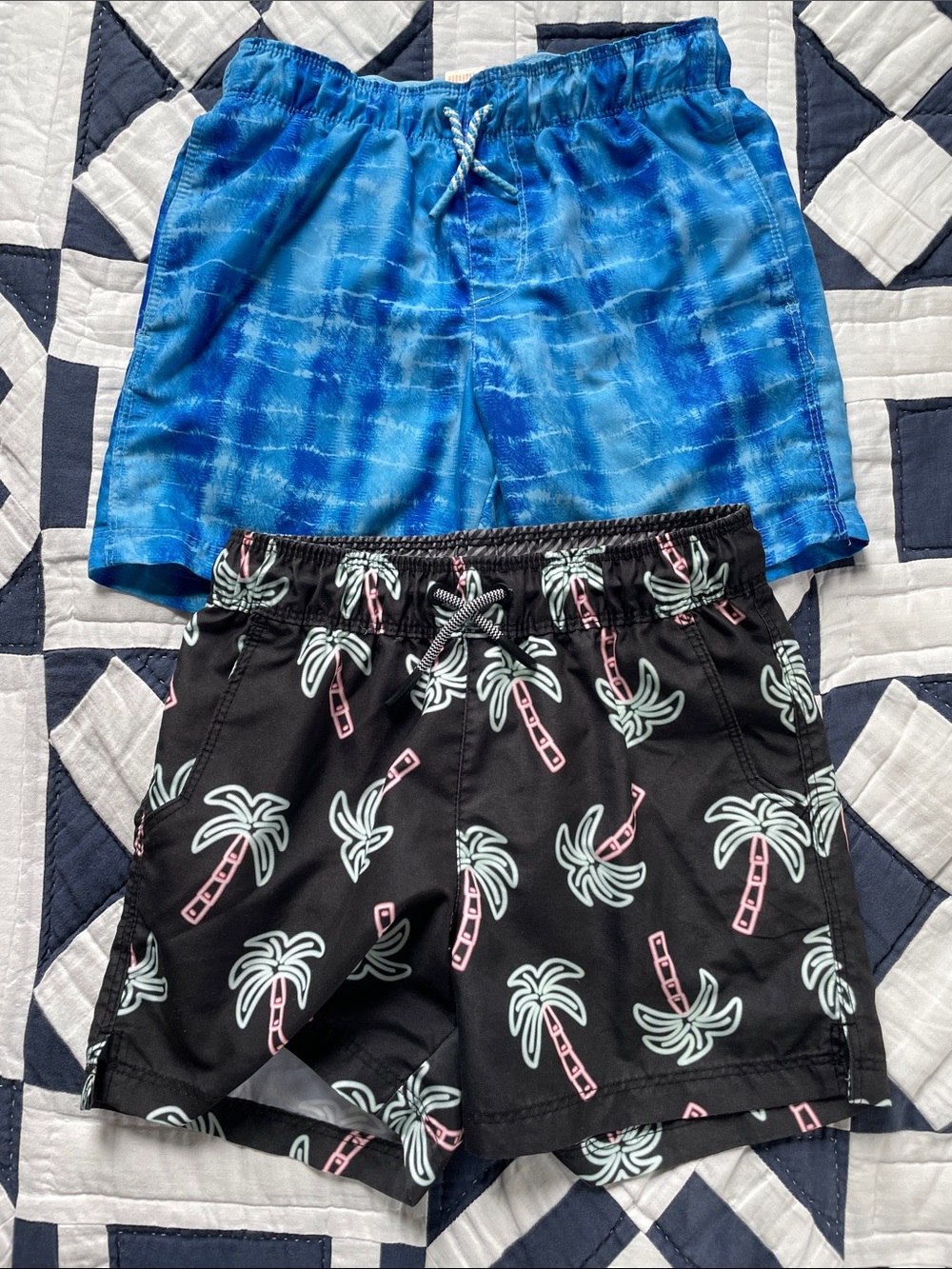 2 - Cat & Jack Light Blue Boys' Swim Shorts & Black Art Class-  Size S 6/7